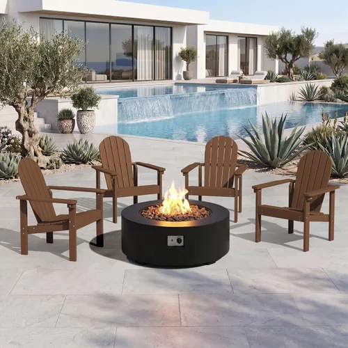 Vista 10 de SERWALL Silla Adirondack moderna apilable, silla de patio al aire libre de HDPE con diseño que ahorra espacio, silla para hoguera para todo