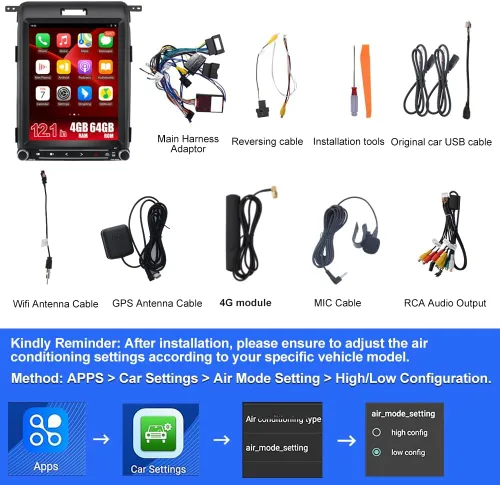 Vista 7 de Radio de coche Android 13 para Ford F150 2013 2014, estilo T de 12.1 pulgadas con CarPlay inalámbrico Android Auto GPS DSP WiFi Bluetooth SWC salida