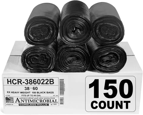 Vista 51 de Aluf Plastics Bolsas de basura de alta densidad, 10 galones, 4000 unidades, 6 micras (eq), 24 x 24 pulgadas, negras, para baño, oficina, industrial