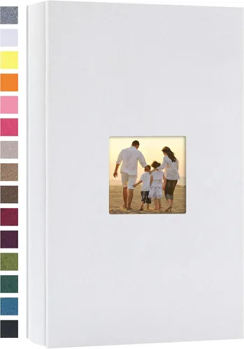 Vista 28 de potricher - Álbum de fotos pequeño para 100 fotos de 4 x 6 pulgadas, con portada de lino con foto, familiar, para bodas, aniversarios, bebés o Beige