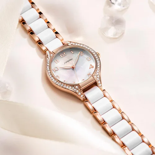 Vista 4 de SINOBI Relojes analógicos de cuarzo para mujer, pulsera de diamantes para mujer, reloj impermeable para mujer, 9848-oro, Relojes de cuarzo