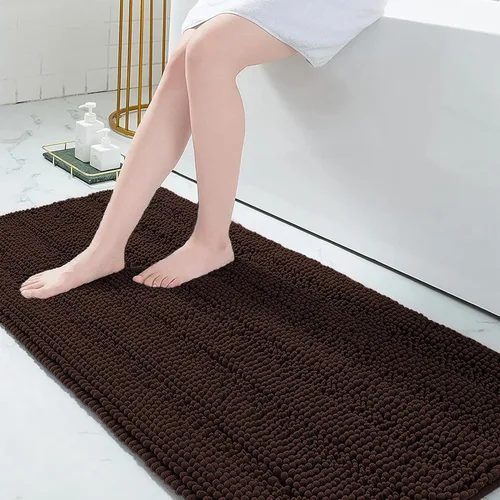 Vista 107 de Grandaily Alfombras de baño de felpilla a rayas de 24 x 16 pulgadas, extra gruesas y suaves, absorbentes, parte trasera de goma, alfombra de ducha