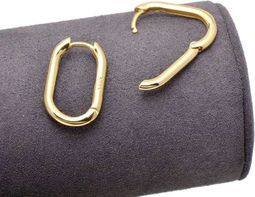 Vista 12 de 1 Inch Chunky Oval Hoop Huggie Earrings Sterling Silver Earrings for Women