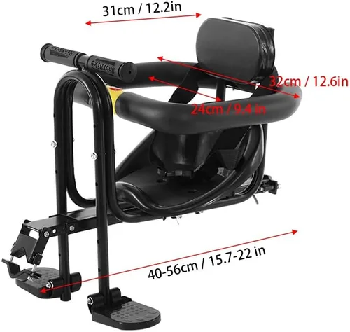 Vista 4 de Asiento delantero de bicicleta para niños con pedales y soporte para niños de 1 a 3 años de edad, sillín delantero estable portátil para bicicleta