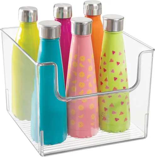 Vista 8 de mDesign Juego de 4 bandejas de almacenamiento de cocina abiertas para almacenamiento de alimentos de plástico, ideal para armarios de cocina o como