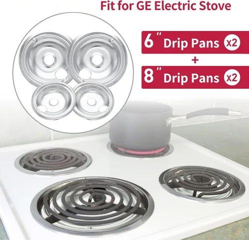 Vista 2 de WB31T10010 y WB31T10011 Bandejas de Goteo para Estufa Eléctrica - Compatible con Estufa de Rango GE - Engrosamiento para Prevenir Doblado y Óxido