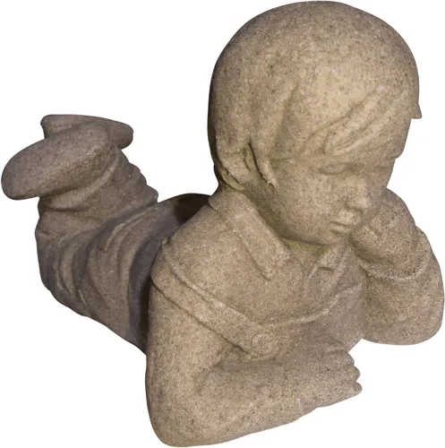 Vista 5 de Emsco Group 92246 Estatua de niño soñando despierto – Aspecto natural – Hecha de resina – Ligera – 40 cm de altura para jardín, BRONCE