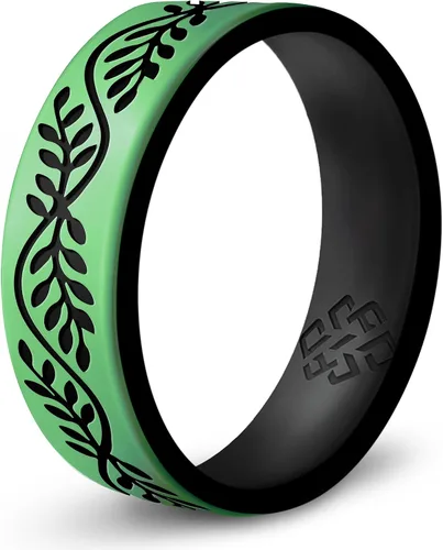 Vista 16 de Anillo de silicona Knot Theory en Filigrana, Floral, Corazones o Laurel - Banda de boda de silicona grabada de doble capa, para actividades