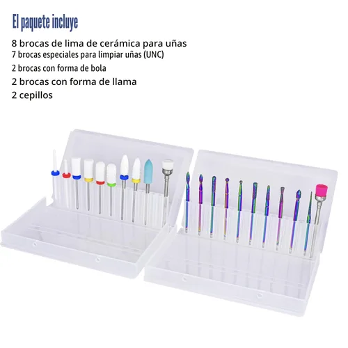 Vista 7 de Depvko Juego de 21 brocas para lima de uñas eléctrica, kit de brocas de cerámica y gel acrílico de 3/32 pulgadas, herramientas de arte de uñas