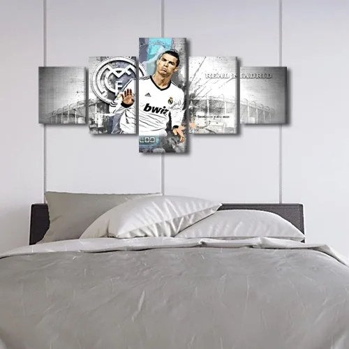 Vista 3 de TUMOVO Lienzo decorativo para pared, cuadro de Cristiano Ronaldo, cuadros de club de fútbol, impresiones en lienzo, póster de arte de pared, arte
