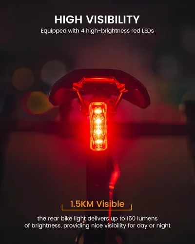 Vista 3 de RAVEMEN TR150/TR250 Bike Tail Light, 280° Visible Bike Rear Light with Brake Detection and Auto On Off Feature, 3 Mounting Options