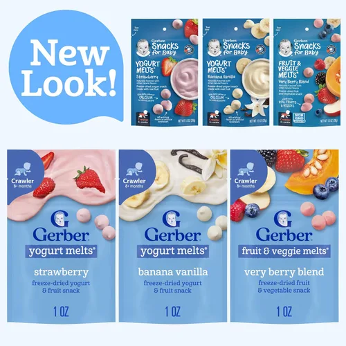 Vista 4 de Gerber Paquete variado de aperitivos de yogur para derretir etapa 3, paquete de 8