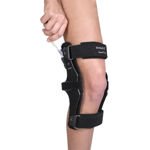 Vista 2 de Rodillera HyperEx, soporte ajustable para estabilidad y comodidad (negro, pequeño, izquierdo)