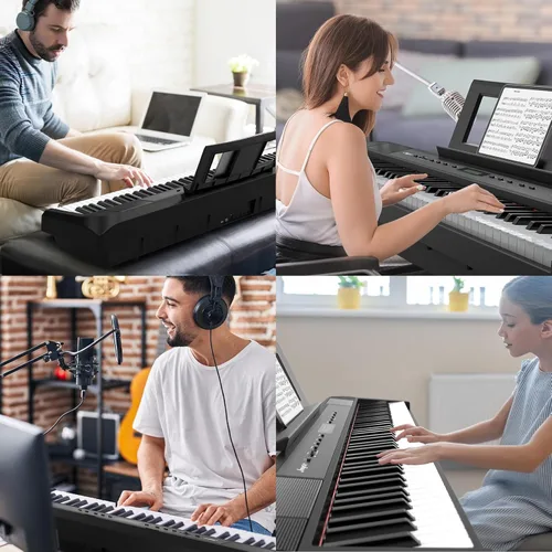 Vista 5 de Piano digital, piano de martillo con peso de 88 teclas, piano de teclado eléctrico portátil para principiantes/adultos con pedal de sostenimiento