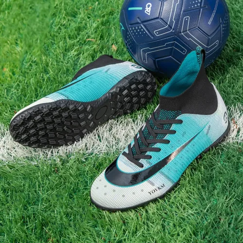 Vista 4 de Botas de fútbol para hombre Turf Hightop TF zapatos de fútbol profesionales para interiores y exteriores