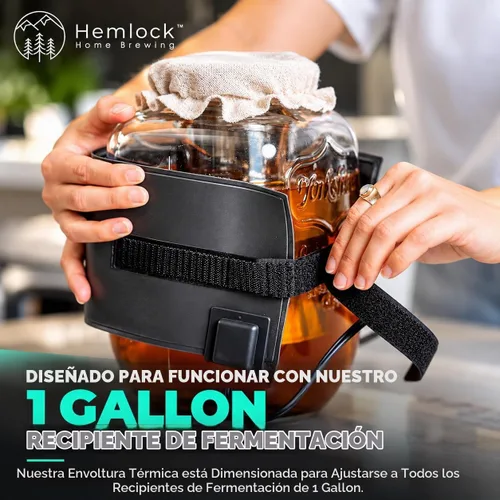 Vista 5 de Hemlock Home Brewing Envoltura térmica de Kombucha - Almohadilla de calentamiento para fermentación con control de temperatura