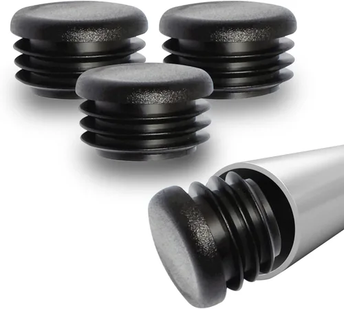 Vista 9 de Prescott Plastics Tapones de plástico acanalados de 1/2 pulgada (0.500 in) de diámetro exterior, tapas redondas de tubo de metal negro, inserciones