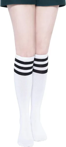 Vista 2 de Calcetines altos de algodón para mujer, 10 pares, calcetines casuales suaves y largos, talla 6-9, M