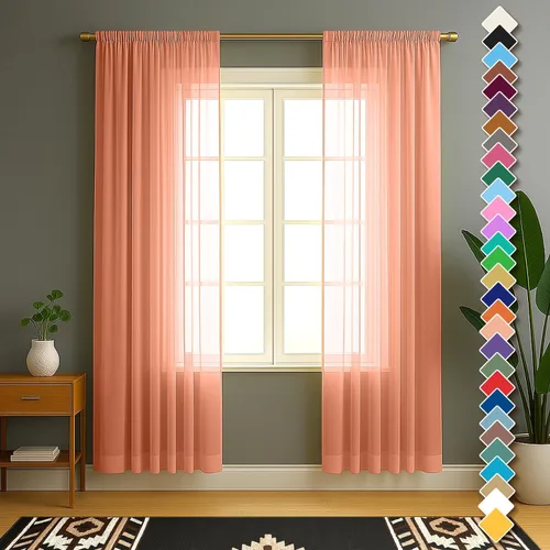 Vista 49 de YHSF Cortinas traslúcidas – Juego de 2 paneles para decoración del hogar – Elegantes cortinas de gasa sólida con bolsillo para barra