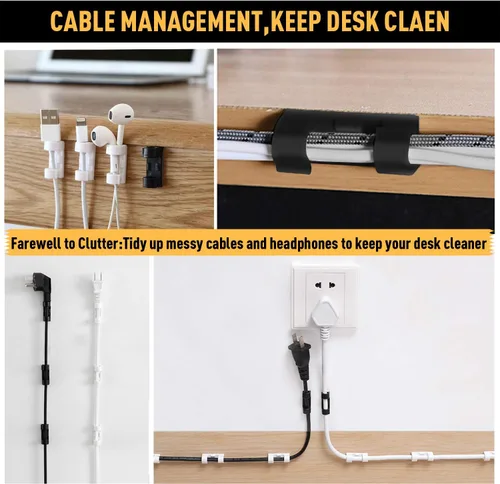 Vista 3 de XIAOXI - Clips para cables, con fuerte adhesivo, organiza de forma ordenada los cables de televisión y PC
