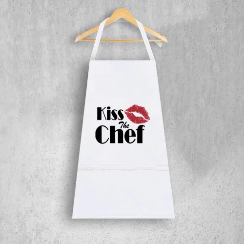 Vista 5 de Kiss The Chef - Delantal para adulto, Blanco