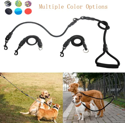 Vista 2 de Correa de perro de nailon duradera 3 en 1 con mango acolchado, cuerda de escalada extraíble sin enredos de 360°, cuerda de tracción para mascotas