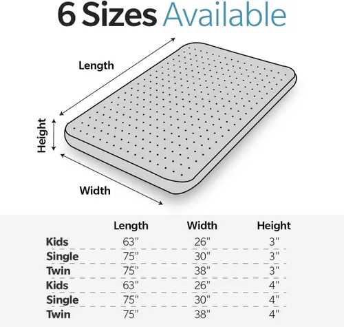 Vista 2 de Cubrecolchón de espuma viscoelástica de 4 pulgadas con cremallera resistente al agua, colchón enrollable para piso, colchonetas de dormir