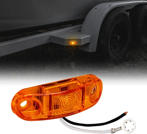 Vista 32 de TRUE MODS Luz de marcador LED de 2.5" ámbar para remolque con bisel cromado [DOT FMVSS 108] [SAE P2] [montaje superficial] [impermeable IP67] Luces