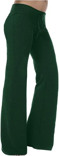 Vista 2 de Pantalones de yoga con corte de bota para mujer, con bolsillos de carga, elásticos, pantalones palazzo, pantalones largos y anchos para entrenamiento
