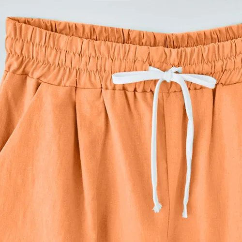 Vista 16 de Pantalones cortos sólidos con control de barriga, casuales, con cordón, cómodos, para mujer, pantalones cortos ligeros de verano para correr 2023