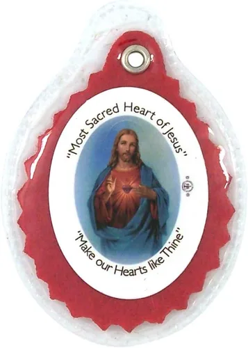 Vista 3 de Llavero católico del Sagrado Corazón de Jesús para Escapularios, 2 12 pulgadas, paquete de 3