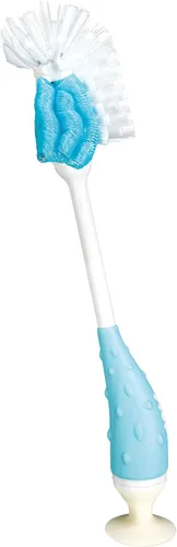Vista 3 de Nuby Cepillo 2 en 1 para biberón con soporte, cerdas de nailon suave, apto para lavavajillas, herramienta de limpieza de biberones y pezones