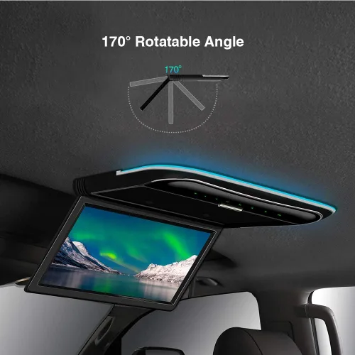 Vista 3 de XTRONS Pantalla de monitor montada en el techo del automóvil de 11.6 pulgadas, pantalla ultrafina abatible para automóvil, reproductor de video