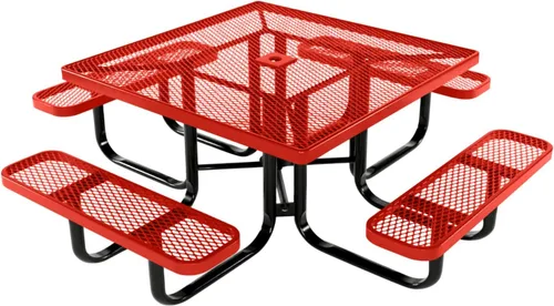 Vista 90 de COATEDOUTDOORFURNITURE Mesa de picnic cuadrada de 46 pulgadas, expandida, color negro