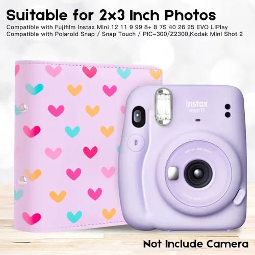Vista 2 de Ruibytree Mini álbum de fotos para películas de 2 x 3 pulgadas, álbumes de fotos pequeños para cámaras instantáneas Fujifilm Instax Mini 12, 11, 9