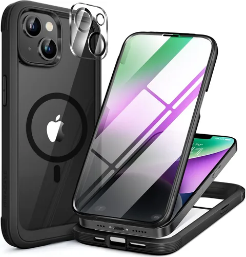 Vista 80 de Miracase - Funda magnética para iPhone 13 Pro Max de 6.7 pulgadas (compatible con MagSafe), transparente, completo, protector de pantalla de vidrio