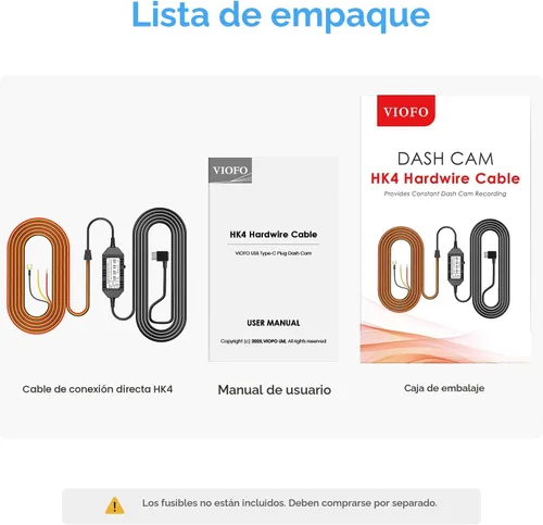 Vista 8 de Cable de conexión directa VIOFO HK4 Acc, Cable USB-C de conexión directa para serie A329/serie A229/A119Mini2/A139Pro/WM1/T130 Dash Cam, Protección