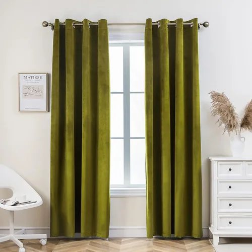 Vista 23 de Pleasant Boulevard - Cortinas de terciopelo para decoración interior de habitaciones y ventanas grandes, elegantes, estilo con ojales, 2 paneles