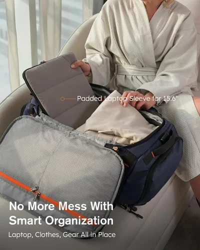 Vista 8 de Tolaccea Bolsa de gimnasio para hombres y mujeres, mochila de 40 litros para viajes y deportes con compartimento para zapatos, bolsillo húmedo