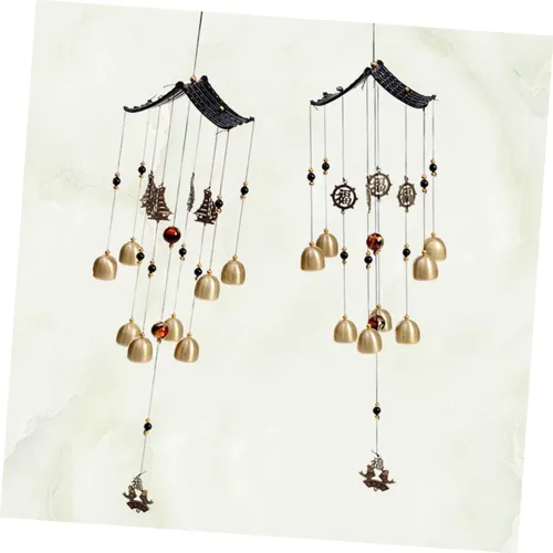 Vista 4 de BESTOYARD Abalorio de viento decoración de campana de viento Feng Shui, campana de viento china bendición colgante campanas de cobre colgantes Feng