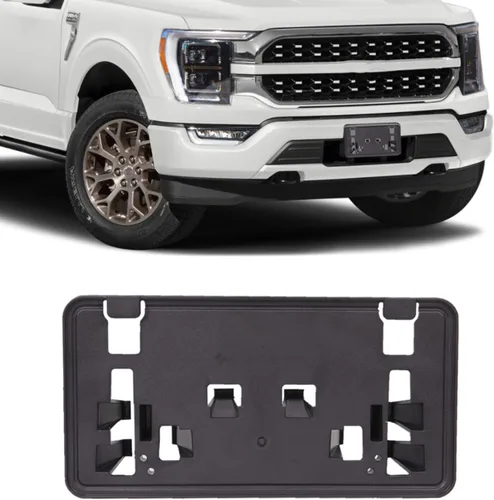 Vista 9 de Soporte para placa de matrícula de parachoques delantero, marco hueco compatible con Ford F150 2009-2014, reemplazo de soporte de montaje de placa
