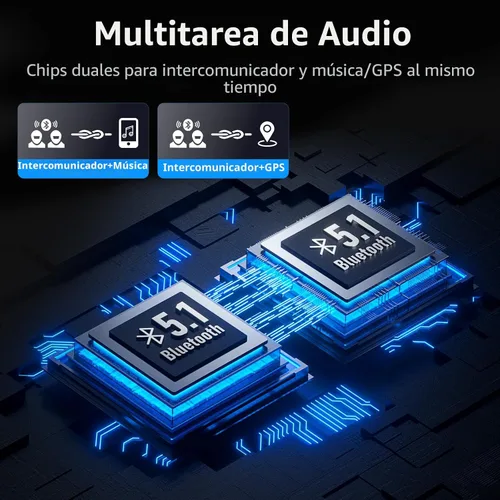 Vista 3 de JESIMAIK Auriculares Bluetooth para Casco de Motocicleta, Sistema de Comunicación de Casco de 2KM de 10 Vías, Intercomunicador de Audio Multitarea
