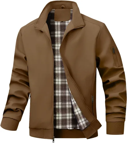 Vista 15 de Wizoat Chaqueta Bomber para Hombre Ligera Casual Cortavientos Chaquetas con Cremallera Abrigo