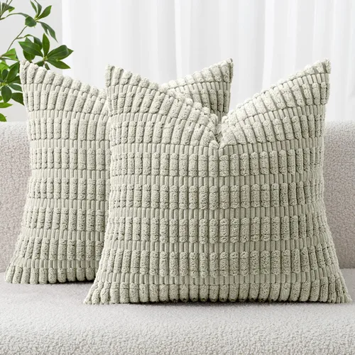 Vista 54 de MIULEE - Paquete de 2 fundas de cojín decorativas de corduroy, modernas y boho, suaves, con rayas, decoración del hogar, sofá, sala de estar, sillón