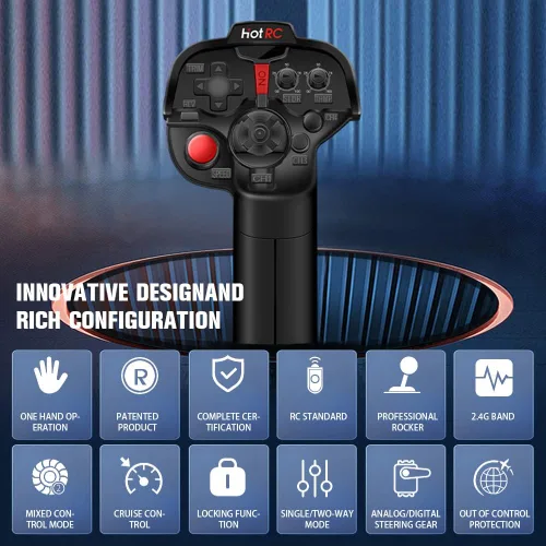 Vista 4 de HOTRC DS-4A 2.4G 4 Canales Transmisor de Radio RC de Mano Única con Receptor 4CH para Automóvil, Barco, Avión de Drones RC (Con 1 RX)