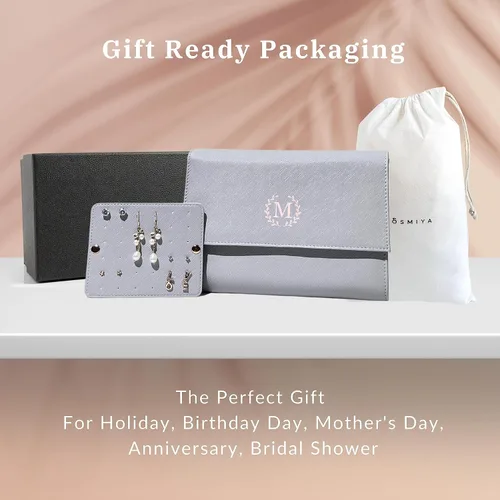 Vista 8 de COSMIYA Joyero de viaje personalizado con inicial, regalos personalizados con monograma para mujeres, regalos de propuesta de dama de honor