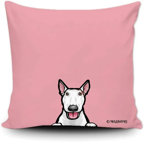 Vista 24 de Funda de almohada para perro, divertida funda de almohada para sofá, cama, decoración del hogar, 20 x 20 pulgadas Bull Terrier-1-10