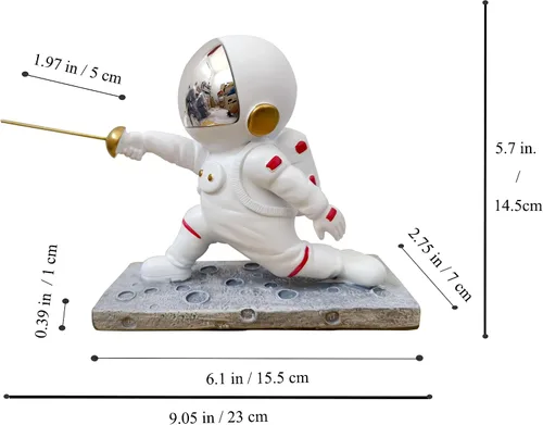 Vista 2 de LEONARK Regalos de esgrima, estatua de astronauta, figura de astronauta, colección de recuerdo de esgrima