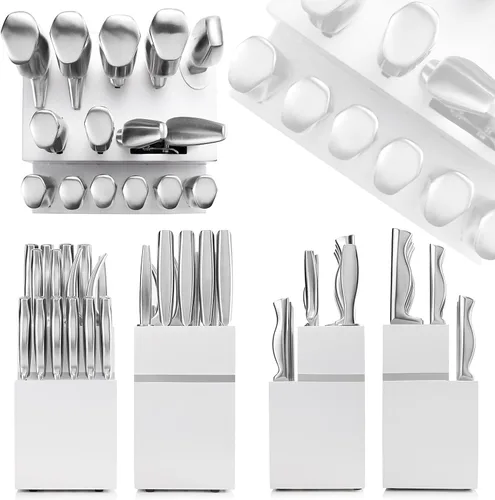 Vista 8 de Kangdelun Juego de cuchillos de cocina ultra afilados de 15 piezas con bloque de madera