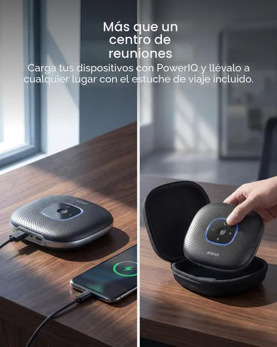 Vista 5 de Anker PowerConf Speakerphone, Zoom Certified Conference Speaker with 6 Mics Negro